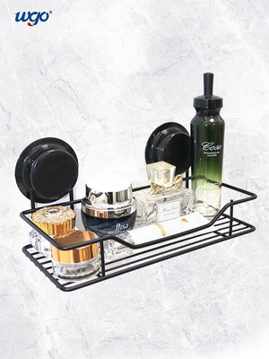 Carrito negro Shelf Suction del baño del almacenamiento de WGO/moho del arreglo del pegamento libre