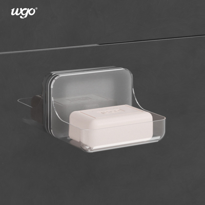Ningún plástico transparente del contador de la ducha del plato del tenedor del jabón de baño del soporte de la pared del taladro