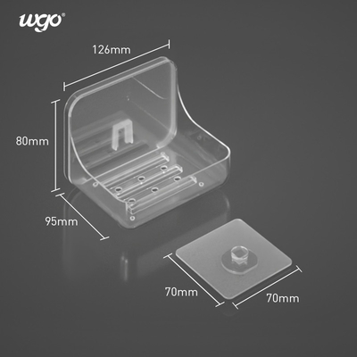 Ningún plástico transparente del contador de la ducha del plato del tenedor del jabón de baño del soporte de la pared del taladro