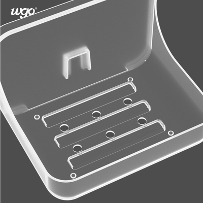 Ningún plástico transparente del contador de la ducha del plato del tenedor del jabón de baño del soporte de la pared del taladro