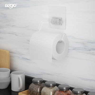 El cuarto de baño auto-adhesivo del soporte de la pared fija el soporte claro del tenedor del rollo del papel higiénico