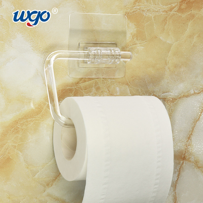 El cuarto de baño auto-adhesivo del soporte de la pared fija el soporte claro del tenedor del rollo del papel higiénico