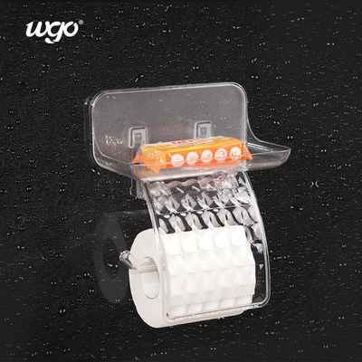 Dispensador de papel higiénico transparente de baño montado en la pared del WGO Dispensador de papel higiénico con estante de almacenamiento de teléfono