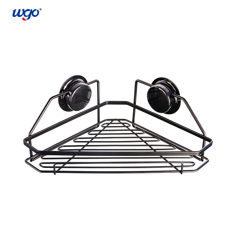Acero inoxidable libre oxidado negro del moho del estante de la esquina del cuarto de baño de la ventosa